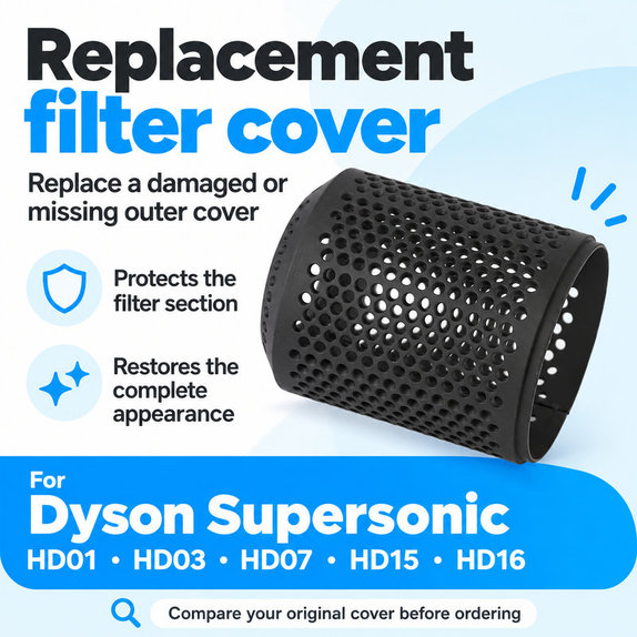 Filter Cover for Dyson Supersonic HD01, HD03, HD07, HD15, HD16, Iron / Fuchsia