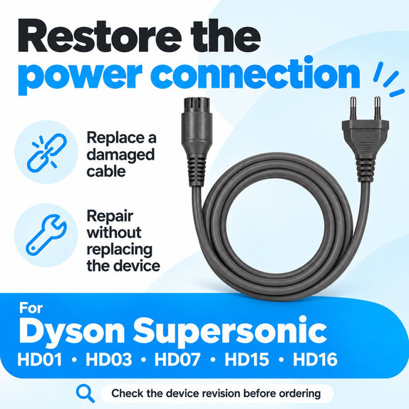 Power Cable for Dyson Supersonic HD01, HD03, HD07, HD15, HD16