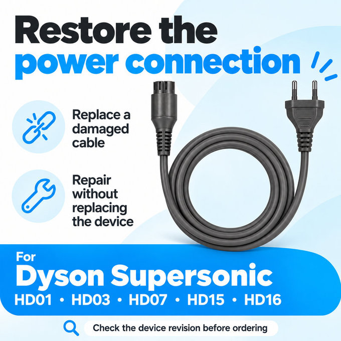 Power Cable for Dyson Supersonic HD01, HD03, HD07, HD15, HD16