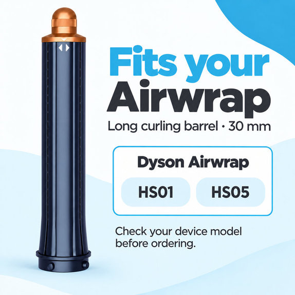 Long Curling Barrel for Dyson Airwrap HS01, HS05, 30 mm, Prussian Blue / Rich Copper