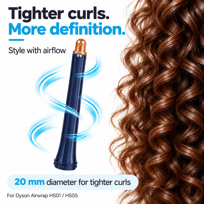 Long Curling Barrel for Dyson Airwrap HS01, HS05, 20 mm, Prussian Blue / Rich Copper