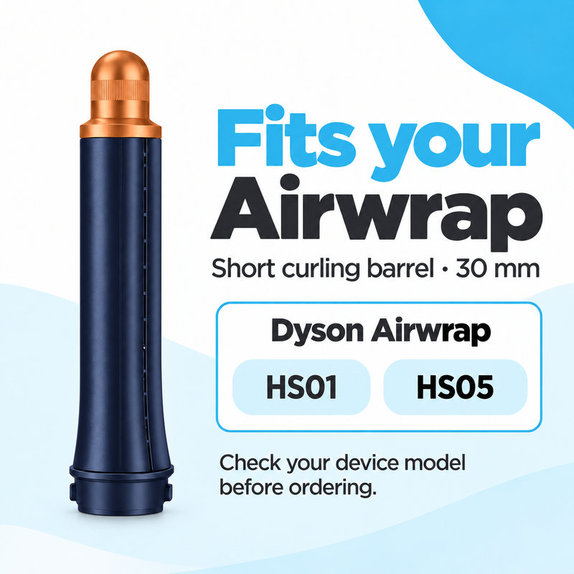Short Curling Barrel for Dyson Airwrap HS01, HS05, 30 mm, Prussian Blue / Rich Copper