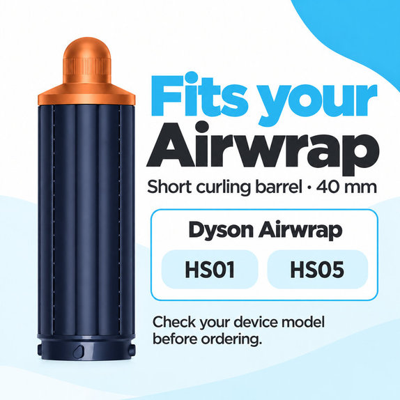 Short Curling Barrel for Dyson Airwrap HS01, HS05, 40 mm, Prussian Blue / Rich Copper