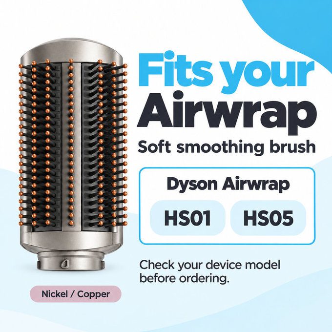 Soft Smoothing Brush for Dyson Airwrap HS01, HS05, Nickel / Copper