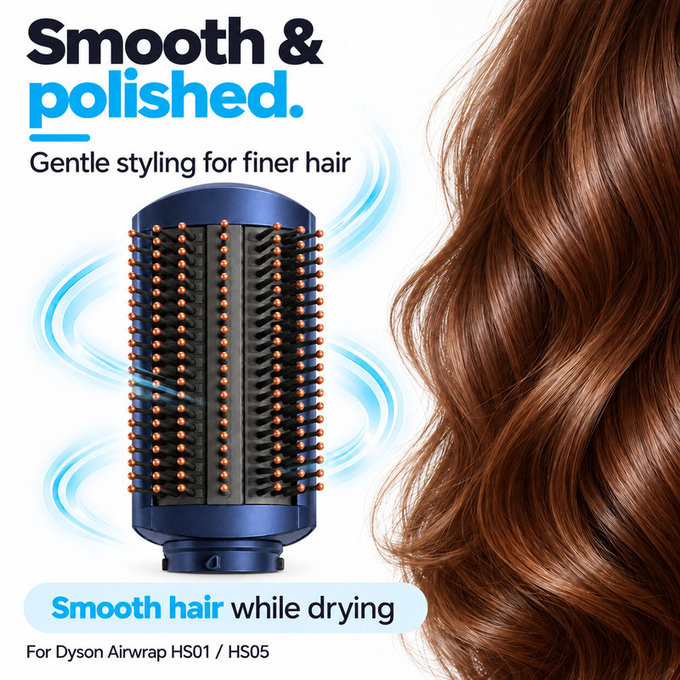 Soft Smoothing Brush for Dyson Airwrap HS01, HS05, Prussian Blue / Rich Copper