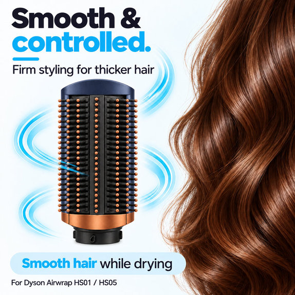 Firm Smoothing Brush for Dyson Airwrap HS01, HS05, Prussian Blue / Rich Copper