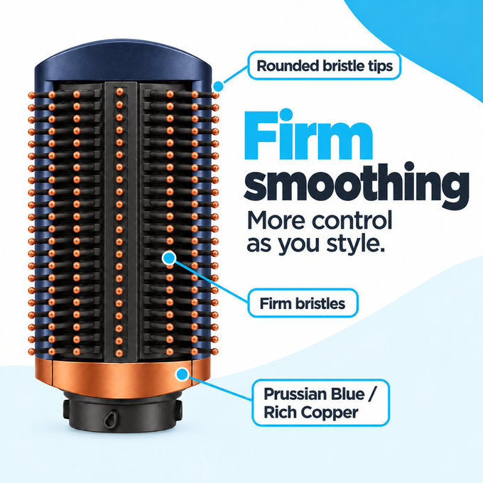 Firm Smoothing Brush for Dyson Airwrap HS01, HS05, Prussian Blue / Rich Copper