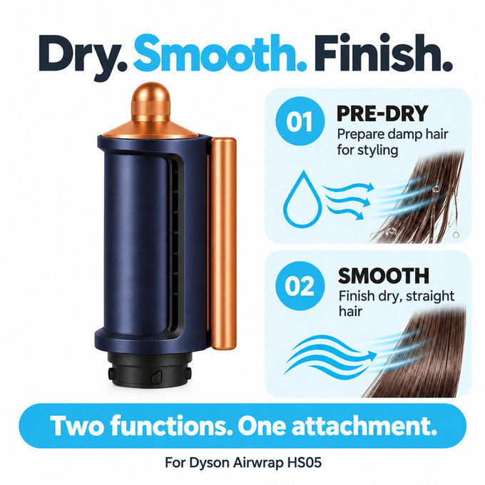 Coanda Smoothing Dryer for Dyson Airwrap HS05, Prussian Blue / Rich Copper