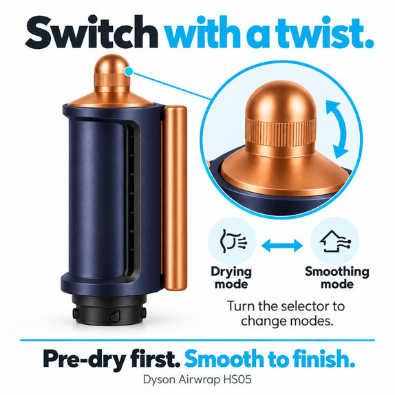 Coanda Smoothing Dryer for Dyson Airwrap HS05, Prussian Blue / Rich Copper
