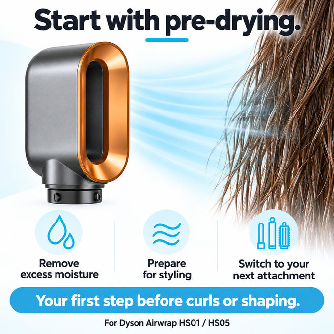 Fast Dryer Attachment for Dyson Airwrap HS01, HS05, Nickel / Copper