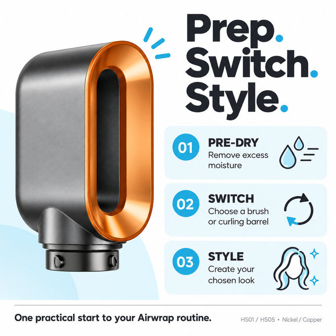 Fast Dryer Attachment for Dyson Airwrap HS01, HS05, Nickel / Copper