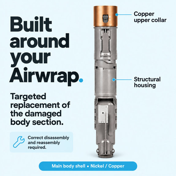 Main Body Shell for Dyson Airwrap HS01, HS05, Nickel / Copper