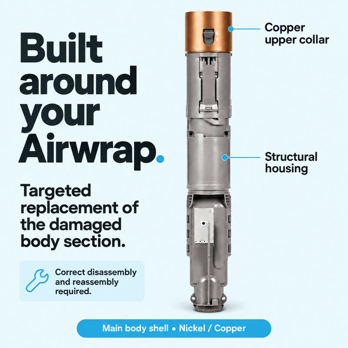 Main Body Shell for Dyson Airwrap HS01, HS05, Nickel / Copper