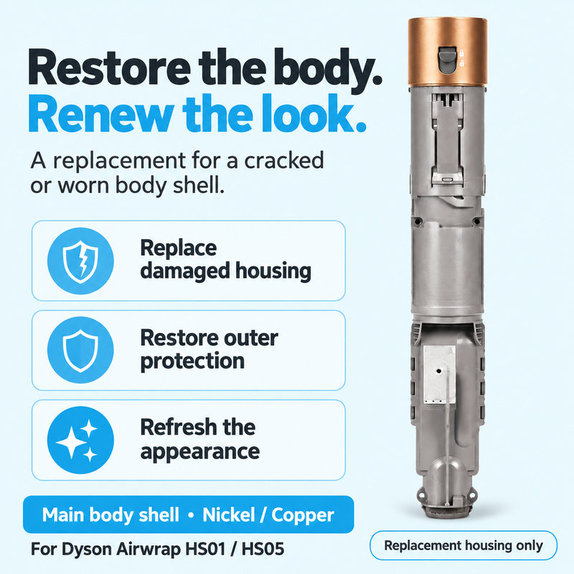 Main Body Shell for Dyson Airwrap HS01, HS05, Nickel / Copper