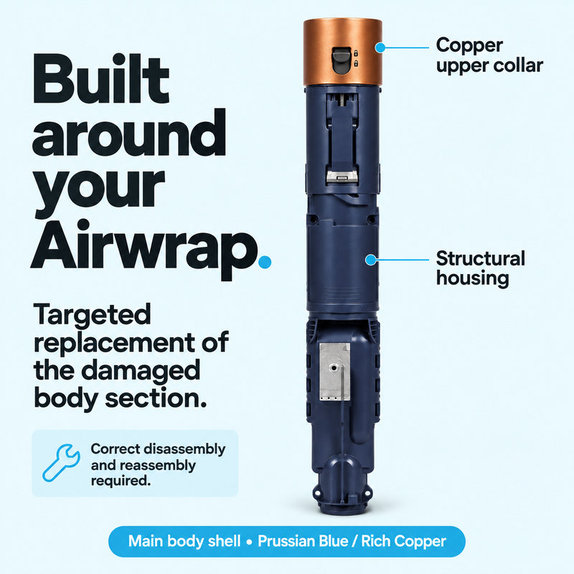 Main Body Shell for Dyson Airwrap HS01, HS05, Prussian Blue / Rich Copper