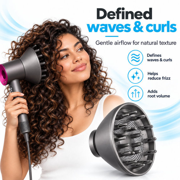 Diffuser for Dyson Supersonic HD01, HD03, HD07, HD15, HD16, Black / Nickel