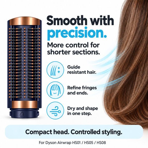 Small Firm Smoothing Brush for Dyson Airwrap HS01, HS05, HS08, Prussian Blue / Rich Copper