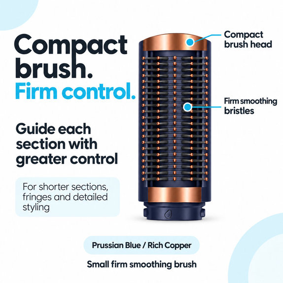Small Firm Smoothing Brush for Dyson Airwrap HS01, HS05, HS08, Prussian Blue / Rich Copper