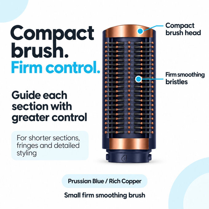 Small Firm Smoothing Brush for Dyson Airwrap HS01, HS05, HS08, Prussian Blue / Rich Copper