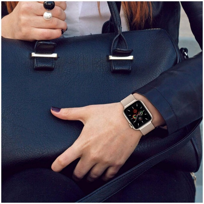 Strap Milaneseband for Apple Watch 8 / 9 / 10 / 11 / Se (40 / 41 / 42 mm), Rose Gold, Tech-Protect