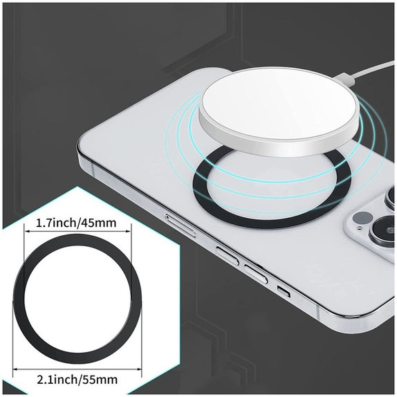 Magnetic MagSafe ring MagMat MagSafe 2-PACK Black &, silver, Tech-Protect