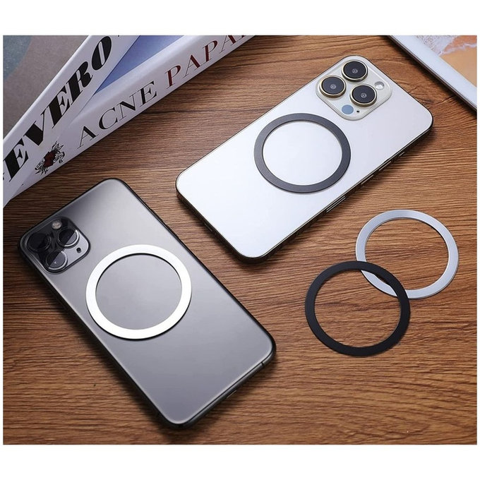Magnetic MagSafe ring MagMat MagSafe 2-PACK Black &, silver, Tech-Protect