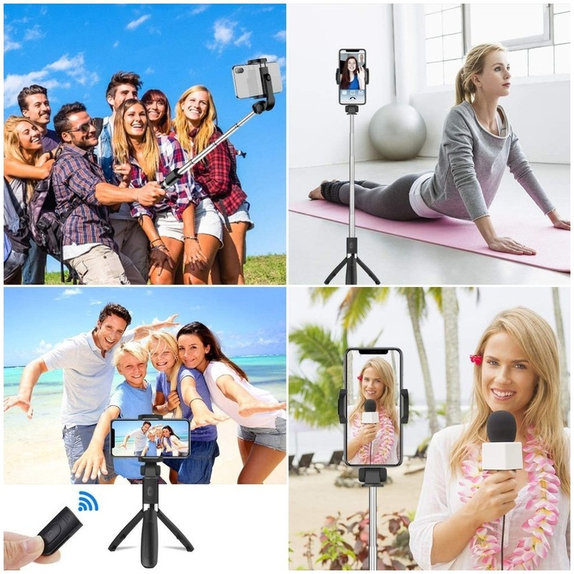Selfie stick with tripod L02S, black, Tech-Protect