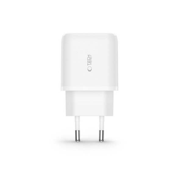 Wall charger C20W 2-PORT PD 20W / QC3.0 + Lightning Cable, white, Tech-Protect