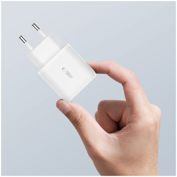 Wall charger C20W 2-PORT PD 20W / QC3.0 + USB-C Cable, white, Tech-Protect