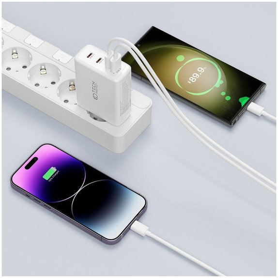 Wall charger NC100W-GAN 4-PORT PD 100W / QC3.0, white, Tech-Protect