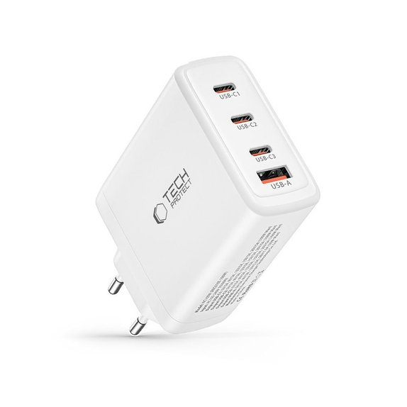 Wall charger NC100W-GAN 4-PORT PD 100W / QC3.0, white, Tech-Protect