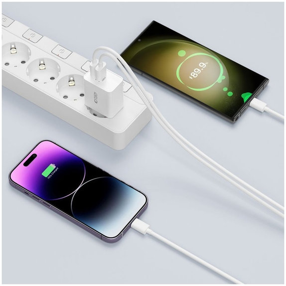 Wall charger C35W 2-PORT PD 35W, white, Tech-Protect