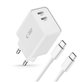 Wall charger C35W 2-PORT PD 35W + USB-C Cable, white, Tech-Protect