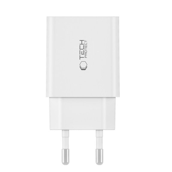 Wall charger C35W 2-PORT PD 35W + USB-C Cable, white, Tech-Protect