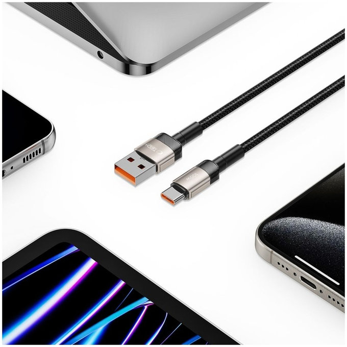 Cable Ultraboost Evo USB-C Cable 100W/5A 100cm, Titanium, Tech-Protect