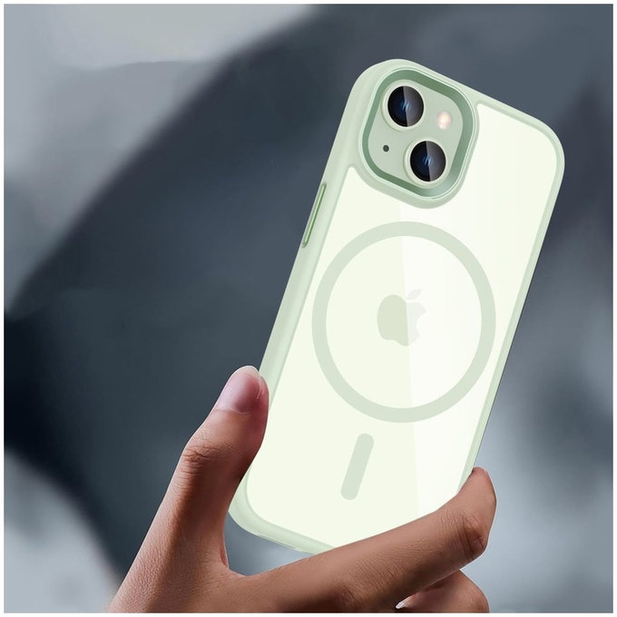 Case MagMat MagSafe for iPhone 15, green/clear, Tech-Protect