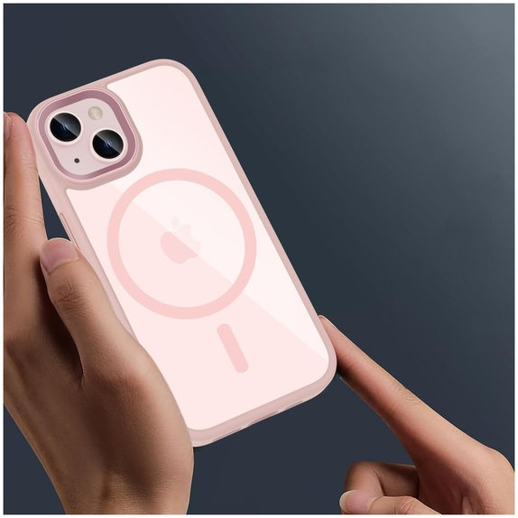 Case MagMat MagSafe for iPhone 15, pink/clear, Tech-Protect