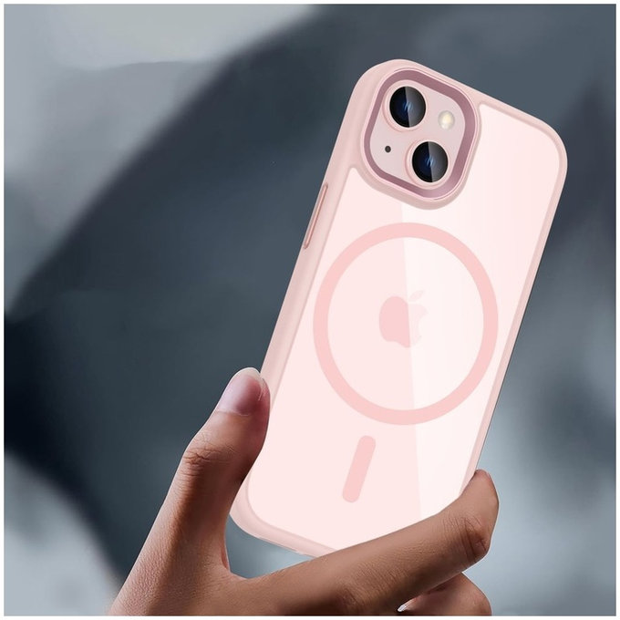 Case MagMat MagSafe for iPhone 15, pink/clear, Tech-Protect