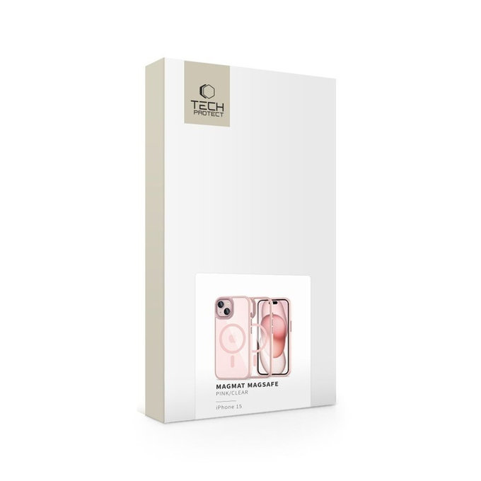 Case MagMat MagSafe for iPhone 15, pink/clear, Tech-Protect