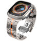 Strap Stainless Line for Apple Watch 8 / 9 / 10 / 11 / Se / Ultra (44 / 45 / 46 / 49 mm), Titanium/Orange, Tech-Protect