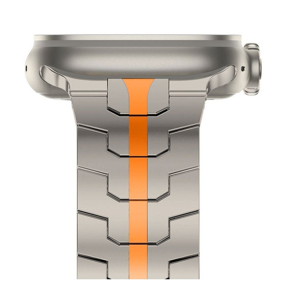 Strap Stainless Line for Apple Watch 8 / 9 / 10 / 11 / Se / Ultra (44 / 45 / 46 / 49 mm), Titanium/Orange, Tech-Protect
