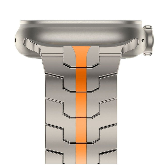 Strap Stainless Line for Apple Watch 8 / 9 / 10 / 11 / Se / Ultra (44 / 45 / 46 / 49 mm), Titanium/Orange, Tech-Protect