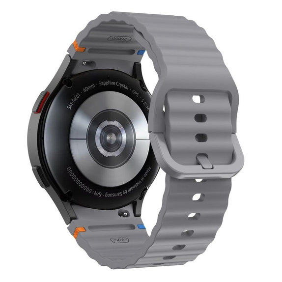 Strap Silicone Sport for Samsung Watch 4 / 5 / 5 Pro / 6 / 7 / FE, Crayon Grey, Tech-Protect