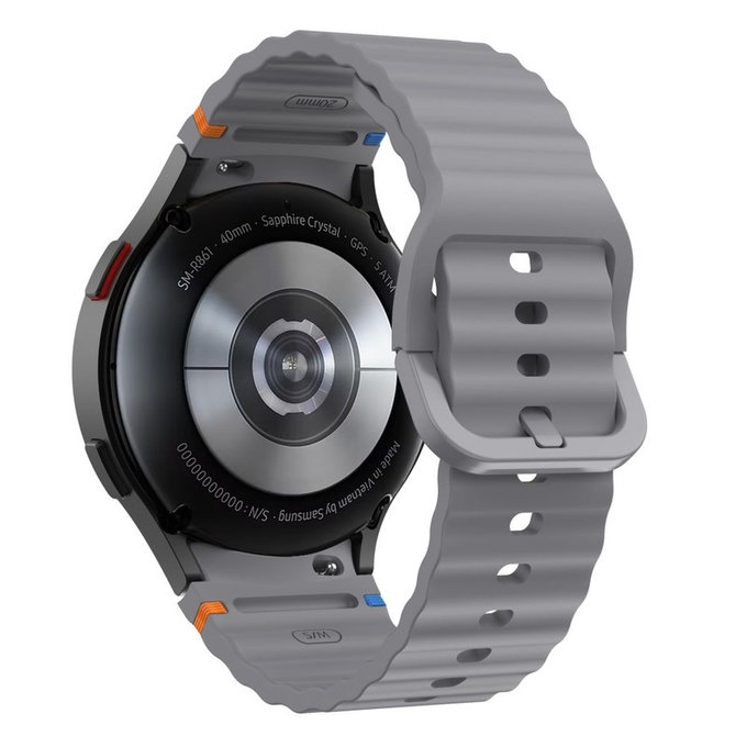 Strap Silicone Sport for Samsung Watch 4 / 5 / 5 Pro / 6 / 7 / FE, Crayon Grey, Tech-Protect
