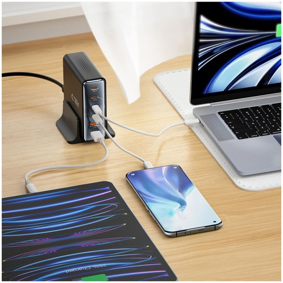 Wall charger DC80W-GAN 6-PORT PD 80W / QC3.0, black, Tech-Protect