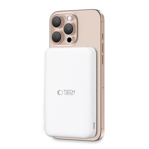 Power bank PB24 Lifemag Qi2 MagSafe 10000mAh, white, Tech-Protect