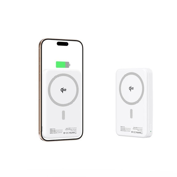 Power bank PB24 Lifemag Qi2 MagSafe 10000mAh, white, Tech-Protect