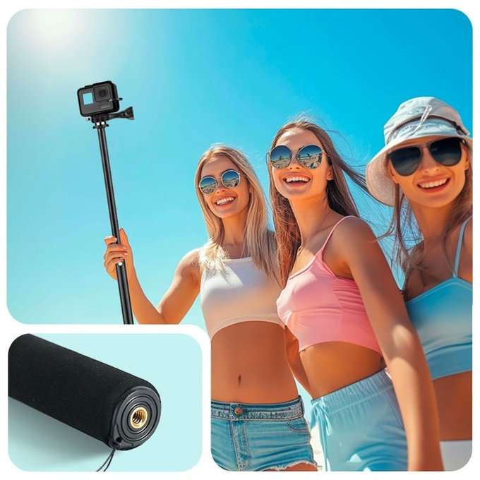 Selfie stick with tripod GA100 for GoPro / Dji / INSTA360, black, Tech-Protect