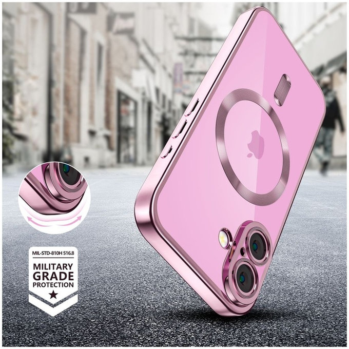Case MagFlex MagSafe for iPhone 16 Shiny Rose, Tech-Protect