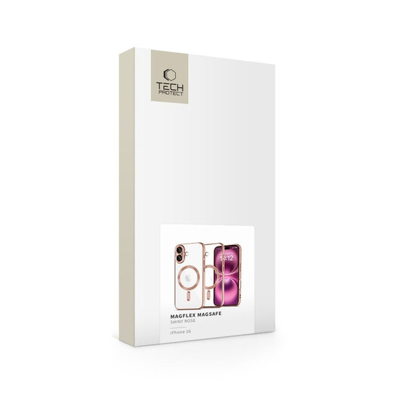 Case MagFlex MagSafe for iPhone 16 Shiny Rose, Tech-Protect